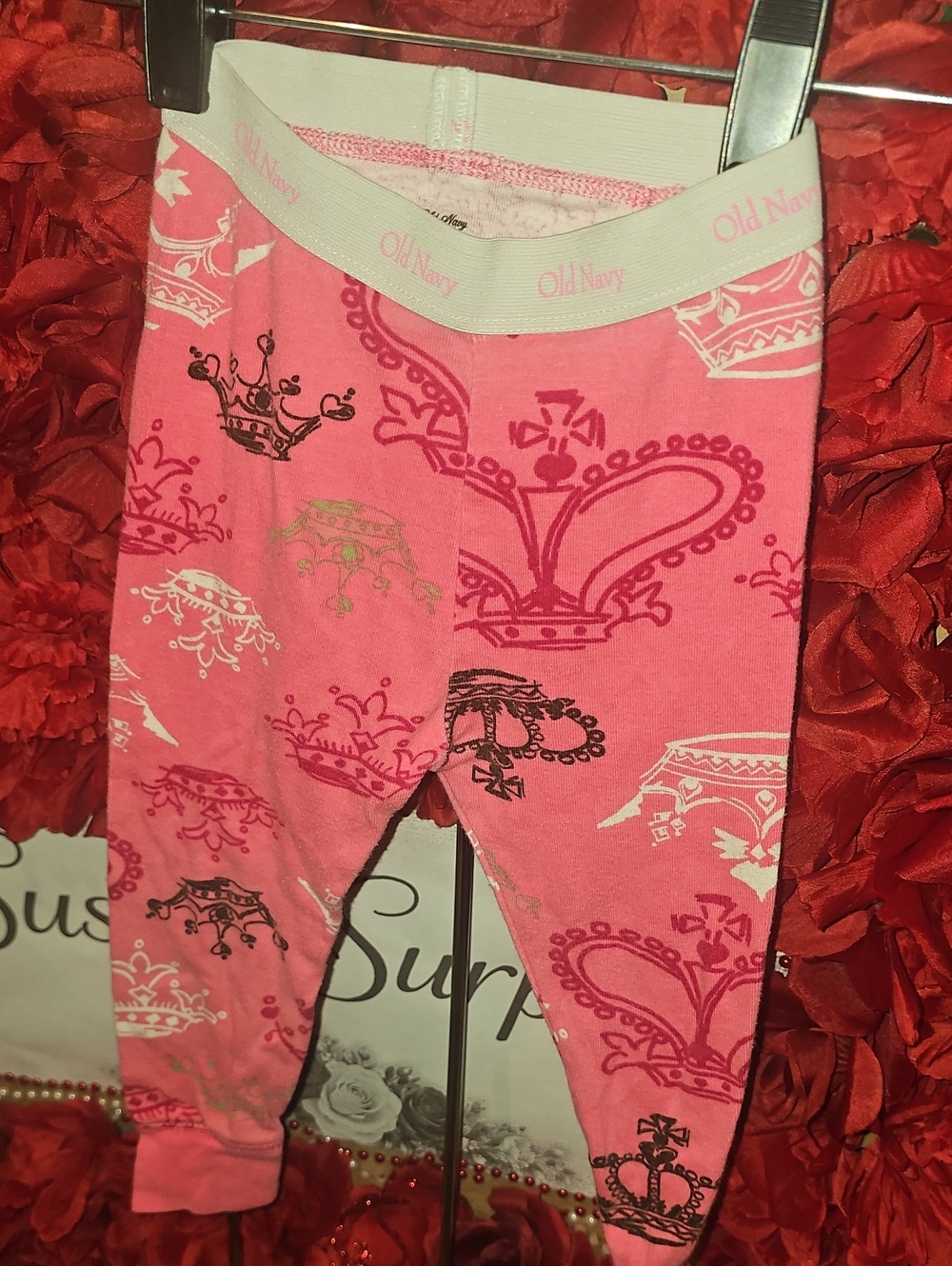 Old Navy Pink Crown Print Kids Pajama Bottoms Size 18-24 Months